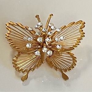 Monet Rhinestone Butterfly Brooch Pin
